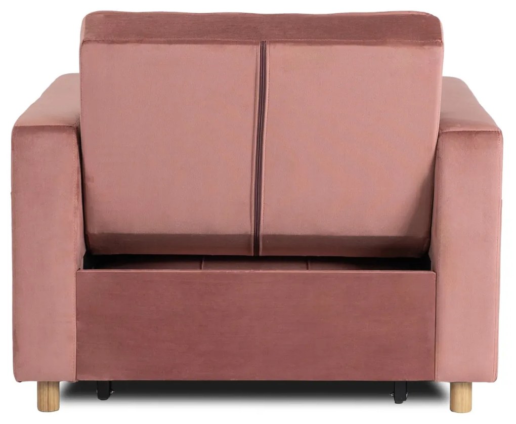 Ágyazható Fotel Rózsaszín Bársony Kárpittal. SOLOR