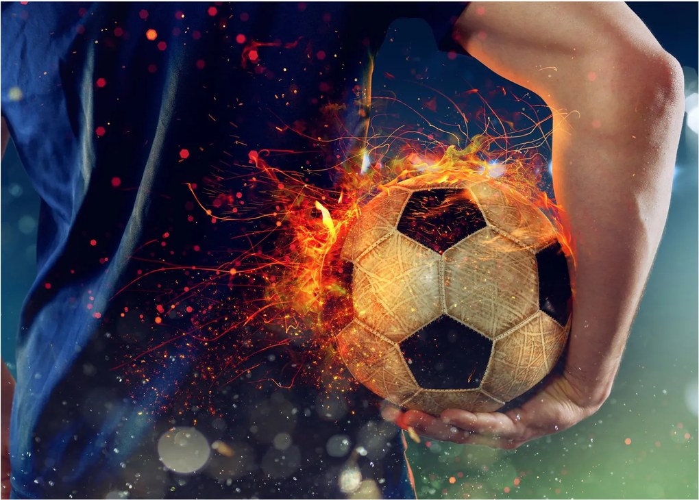 Kép - Futball-labda a tűzben (üvegen) (70x50 cm)