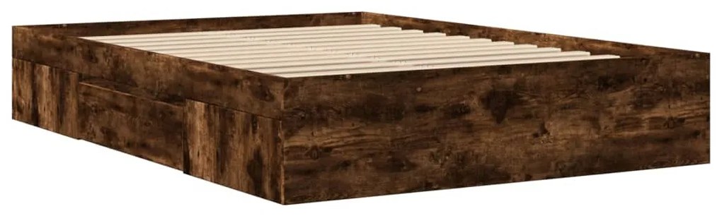 füstös tölgy színű szerelt fa ágykeret matrac nélkül 140x190 cm