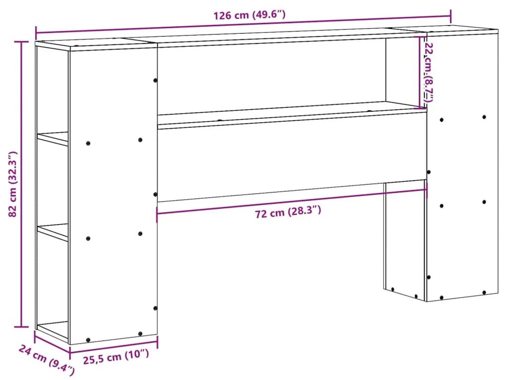 tömör fenyőfa fejtámla tárolóval 120 cm
