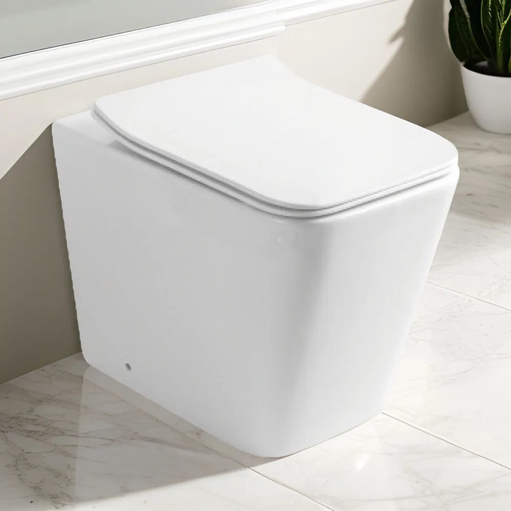 Eros ES QUADRO padlón álló WC - ülőkével komplett - perem nélküli öblítés - alsó / hátsó kifolyású