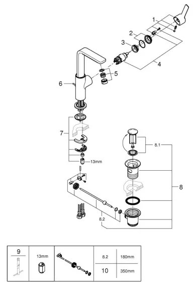 GROHE 23296001 - LINEARE mosdócsaptelep, L-es méret, fényes króm