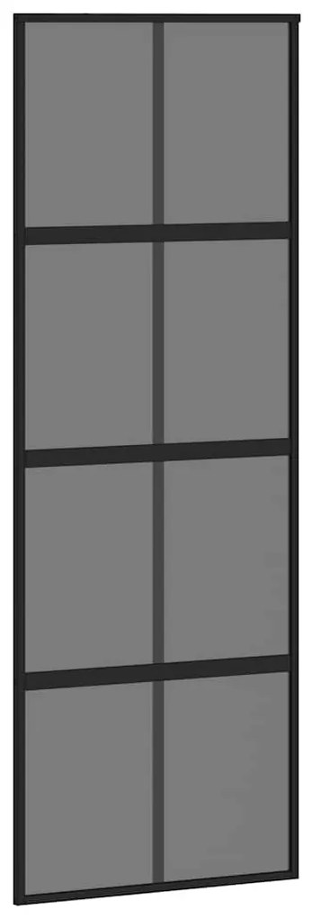 Fekete edzett üveg tolóajtó fémszerelék szettel 76x205 cm