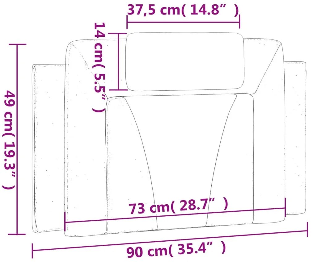 szürke műbőr fejtámla párna 90 cm