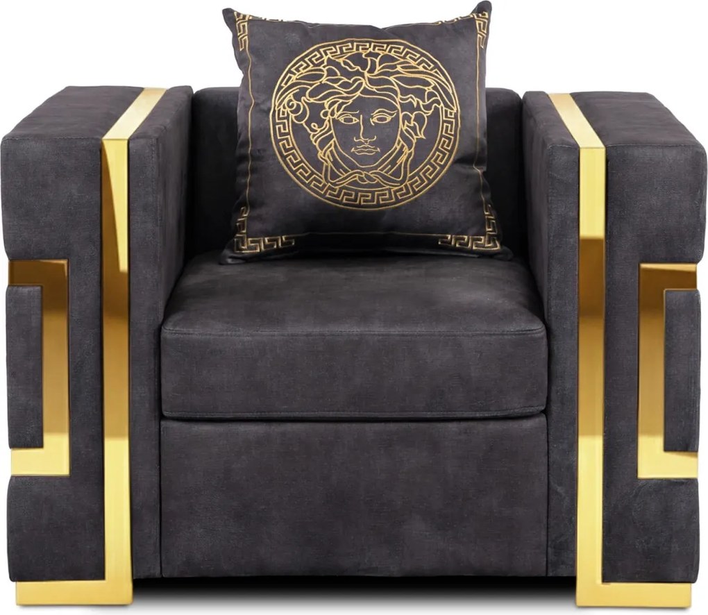 Fotel egyszemélyes kivitelben, fekete/arany színben PALLAZO