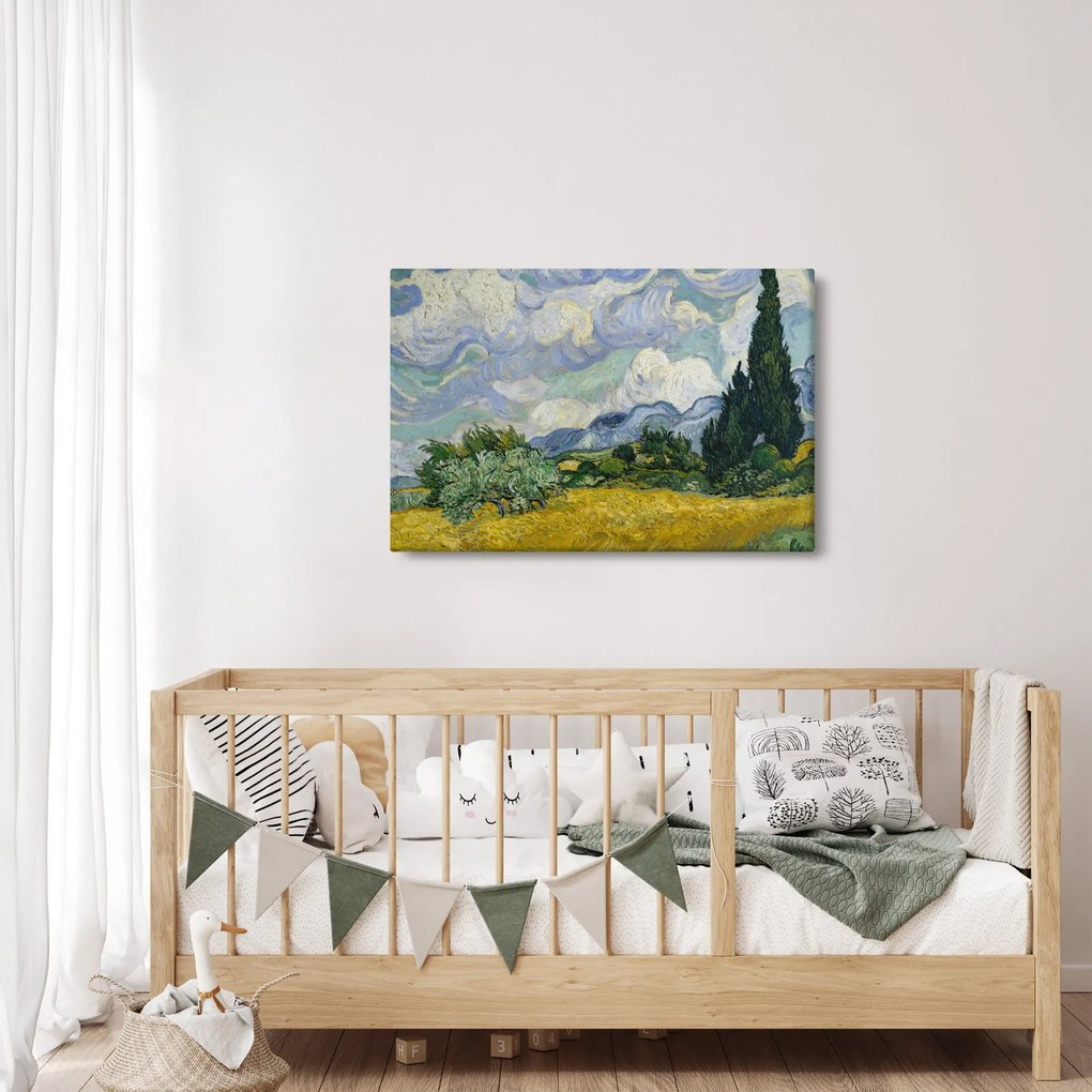 Kép - Vincent van Gogh, Wheat Field with Cypresses, reprodukciók (90x60 cm)