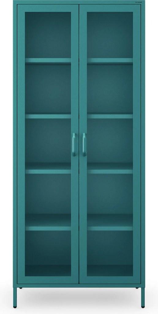 Vitrin üveg nappaliba lábakon petrolkék, 800x1850x450 mm: ANGELO Modern