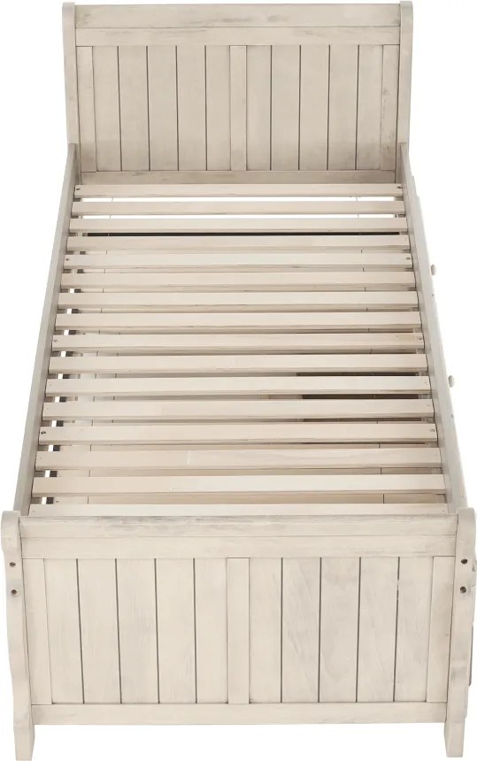 Ágy pótággyal, antik fehér, 90x200, ANTIKO