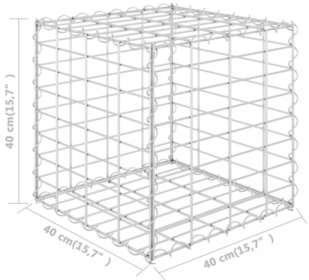 kocka alakú acélhuzal gabion magaságyás 40 x 40 x 40 cm