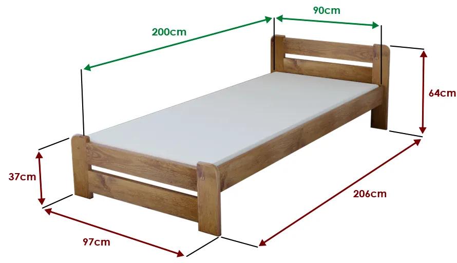 Laura ágy 90x200 cm, tölgy Ágyrács: Ágyrács nélkül, Matrac: Somnia 17 cm matrac