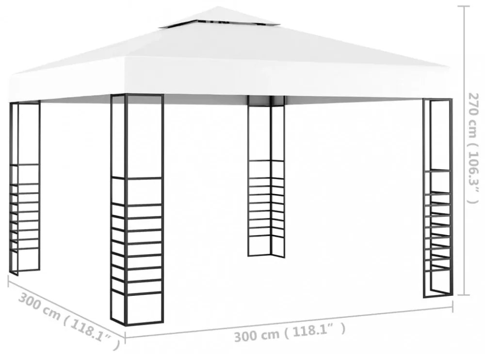 fehér kerti pavilon 3 x 3 m