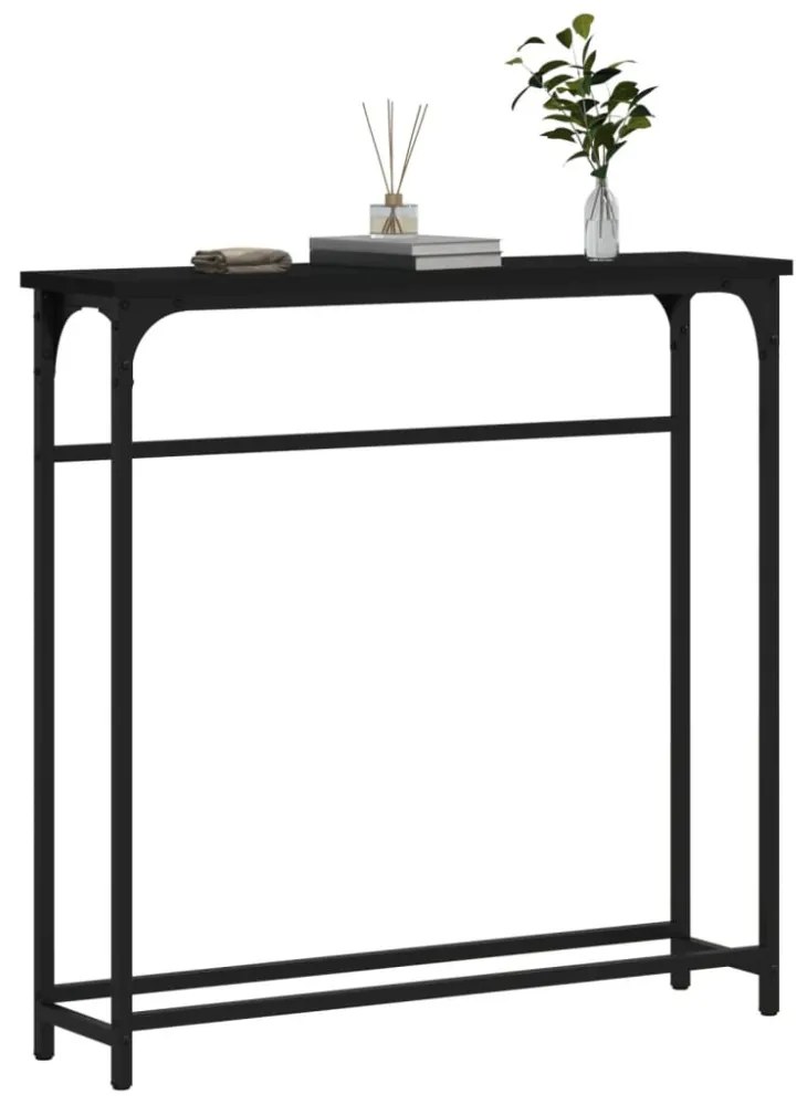 fekete szerelt fa tálalóasztal 75x19,5x75 cm