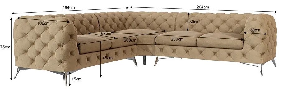 Világosbarna bársony sarokkanapé Chelsea – Ropez