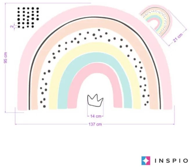 INSPIO Szivárvány matrica kicsi hercegnőknek névvel