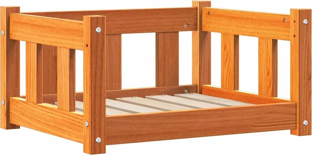 vidaXL Kutyafekhely Faggyú barna 55 x 45 x 28 cm Tömör fenyőfa