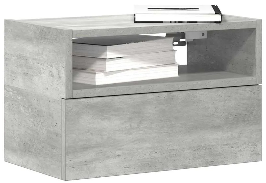 2 db betonszürke falra szerelhető éjjeliszekrény 45x26x28,5 cm