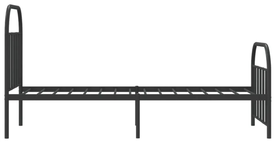 fekete fém ágykeret fej- és lábtámlával 90 x 190 cm
