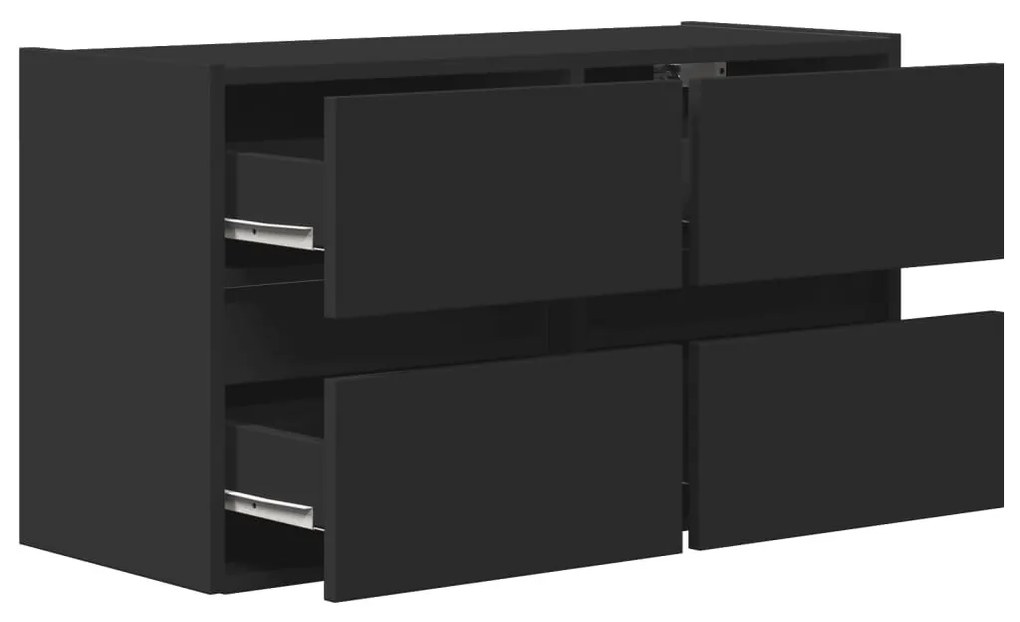 fekete fali TV-szekrény LED-világítással 80x31x45 cm