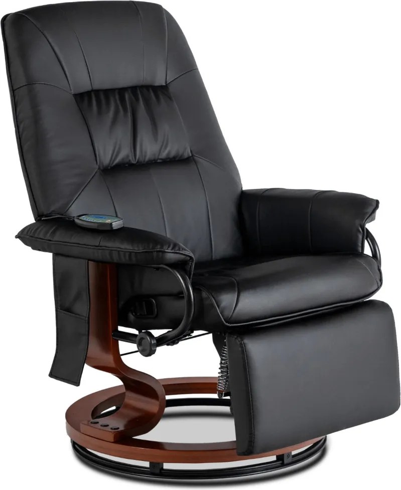 Forgó masszázsfotel fűtéssel fekete műbőr – WEST