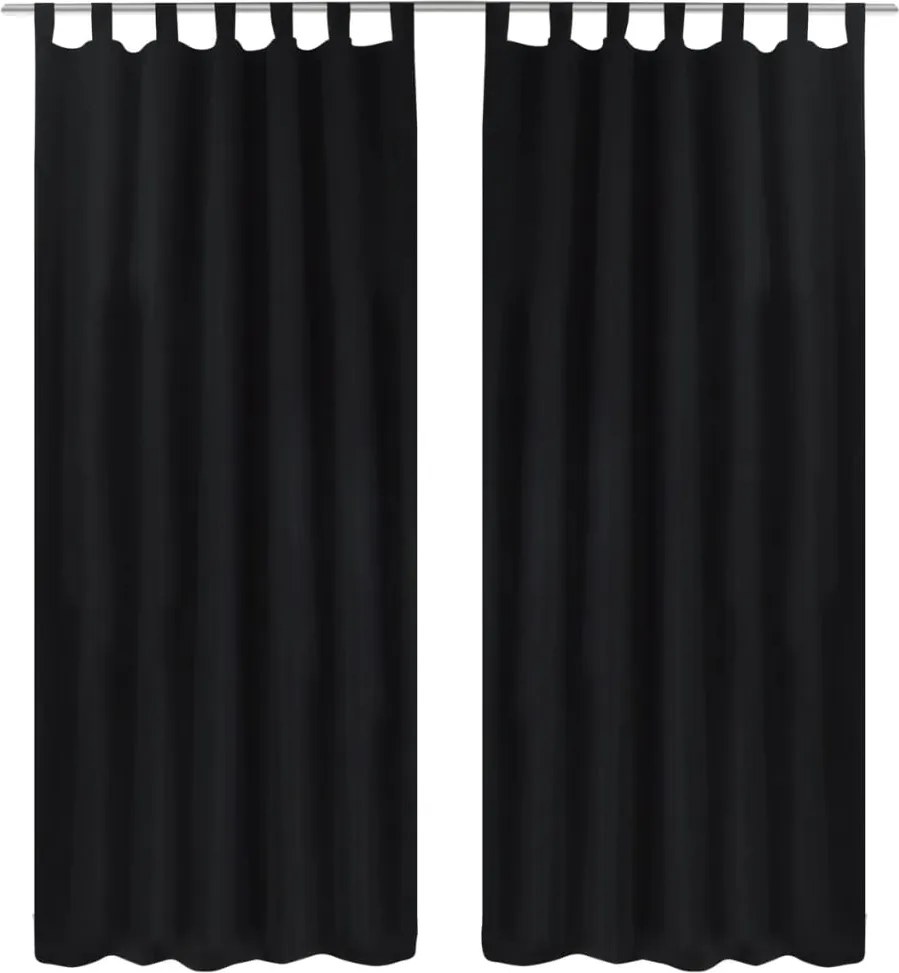 vidaXL 2 db fekete mikroszatén függöny karikákkal 140 x 225 cm