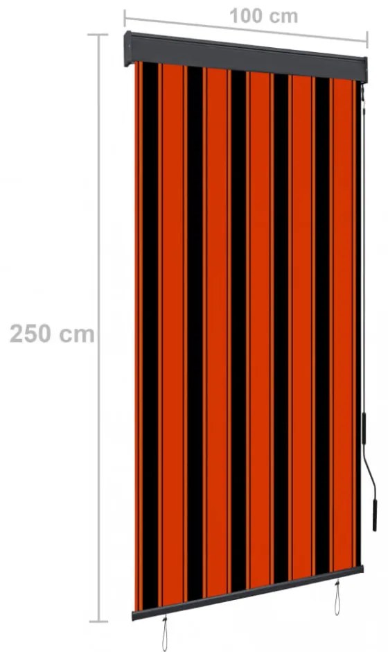 narancssárga és barna kültéri roló 100 x 250 cm