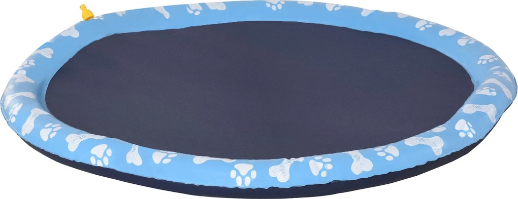PawHut 150 cm Rázó Mat Pincsingsz Pad Inflatable Splash Pad Csúszásmentes Vizes Játszó Mat Splash Medence Vízpermetező Kutya Medence Háziállatoknak Ny