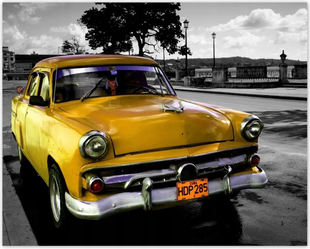 Poszterek 50x40 Kubai sárga autó