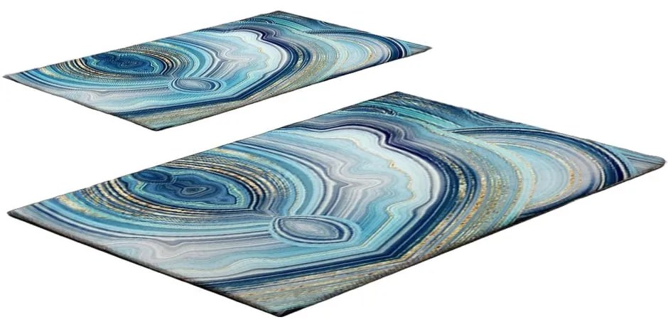 Kék fürdőszobai kilépő szett 2 db-os 60x100 cm – Foutastic