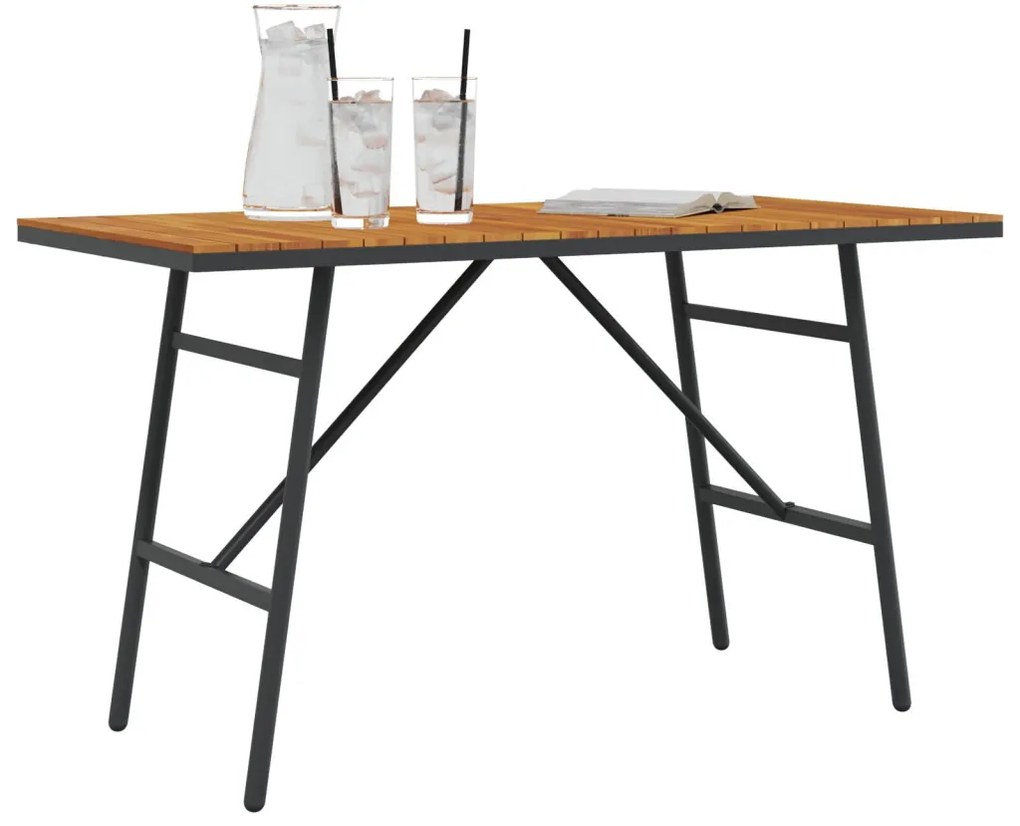 Étkezőasztal - Fekete, 110x55x62 cm, Tömör akácfából