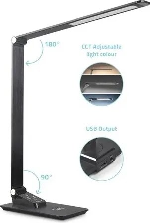 LED állítható asztali lámpa USB-vel LED/7W/230V 3000K-5500K fekete