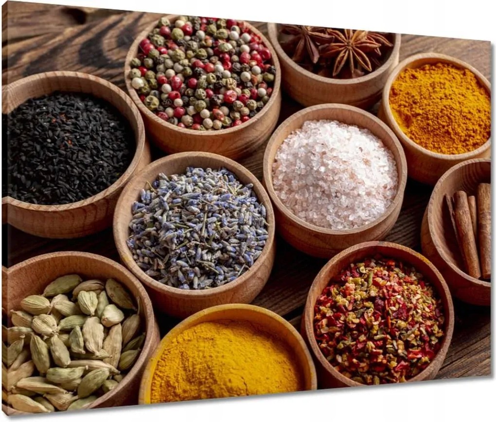 Vászonkép 80x60 Só Ánizs Fahéj kurkuma
