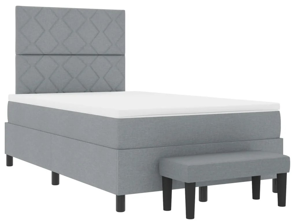 Boxspring ágy matraccal és padlós lámpával Szürke 120x200 cm Szövet