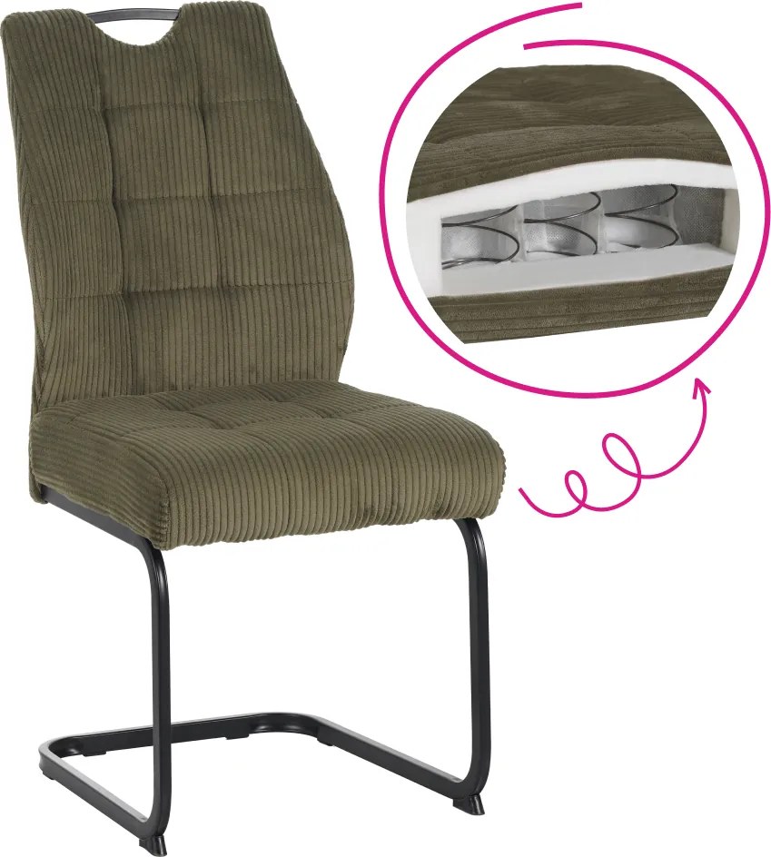 Étkezőszék, zöld/fekete, KELMA