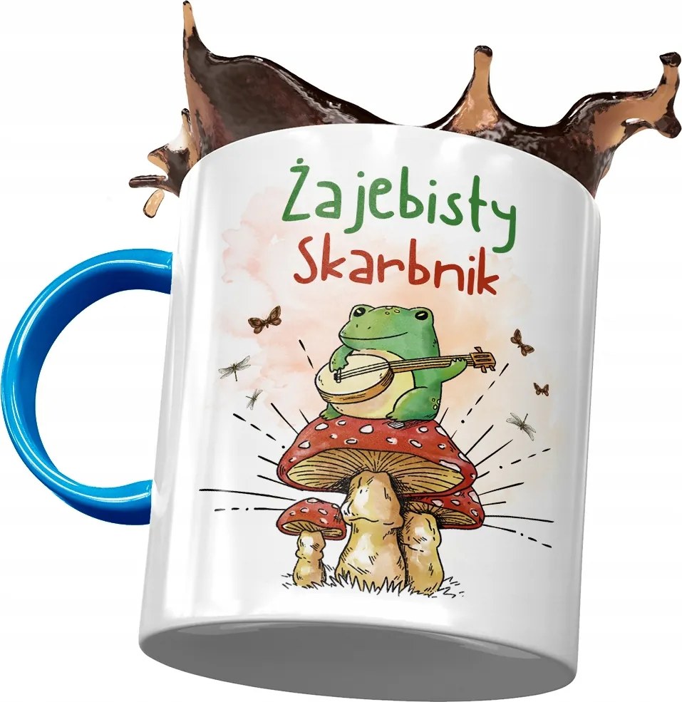 Kék Bögre Kincsesláda Békás Kincsesláda Nyomtatott Fotóval