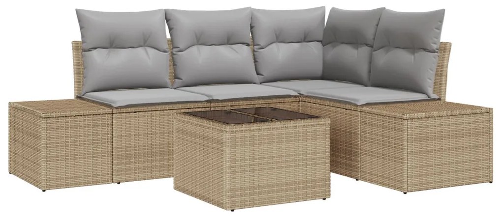 Kerti Kanapé Szett 5 pcs Bézs polirattan