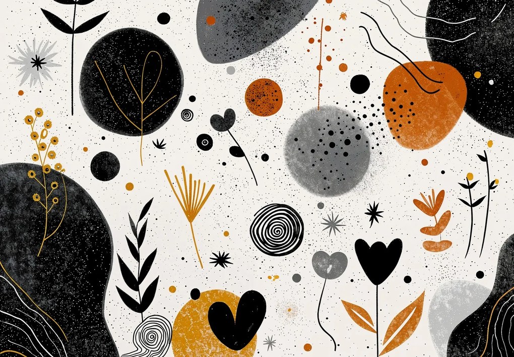 Fotótapéta - Design absztrakció körökkel és levelekkel (147x102 cm)