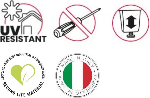 ITALIA BALCONY Műanyag asztal grafit