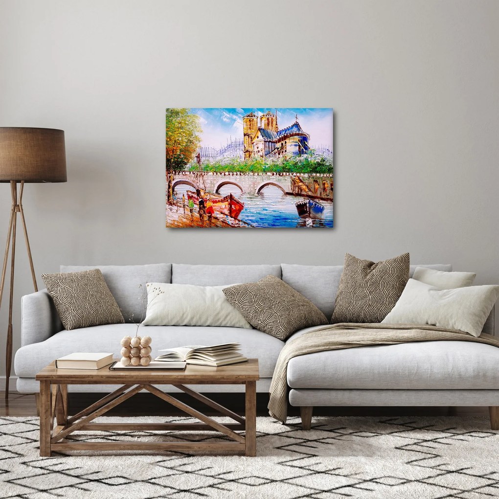 Kép - Olajfestmény a városról (70x50 cm)