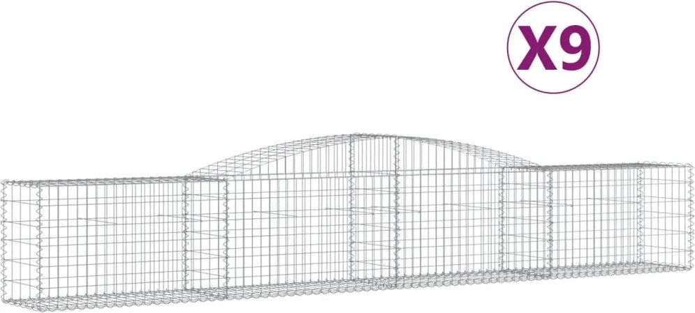 vidaXL 9 db íves horganyzott vas gabion kosár 400x50x60/80 cm