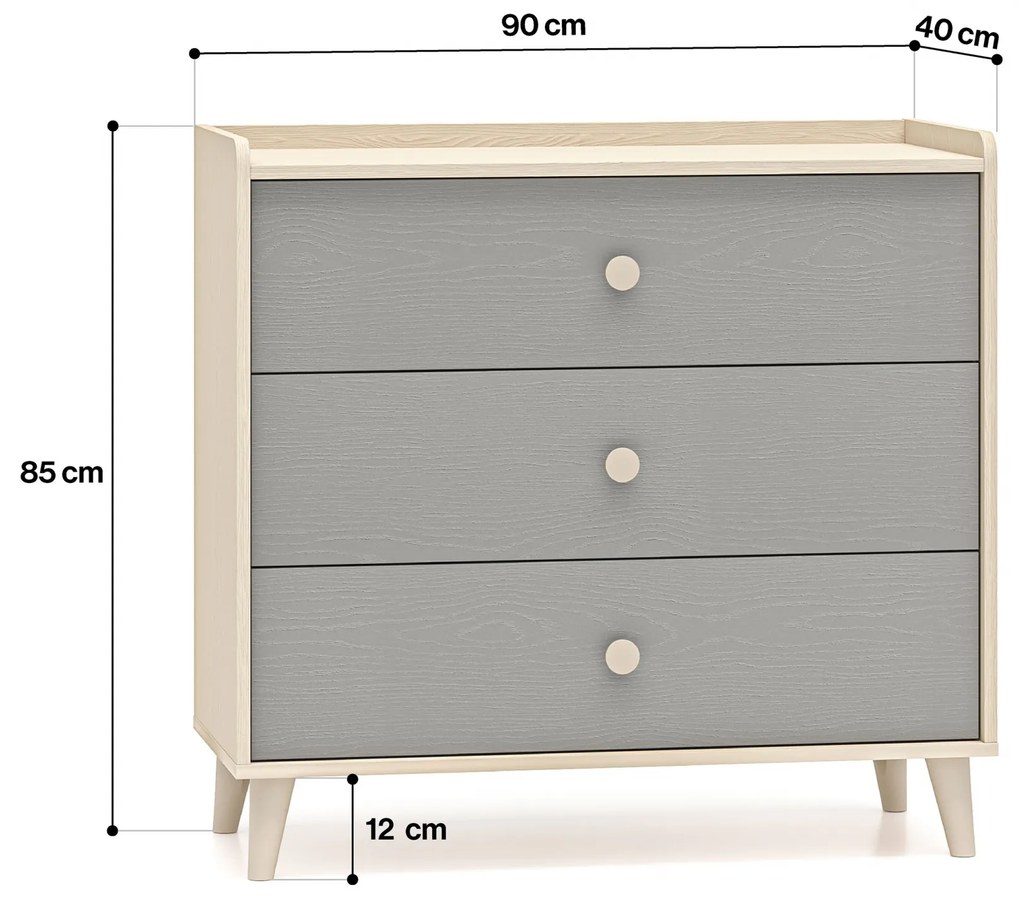 Marla komód 90 cm - sivatagi homok / szürke palládium