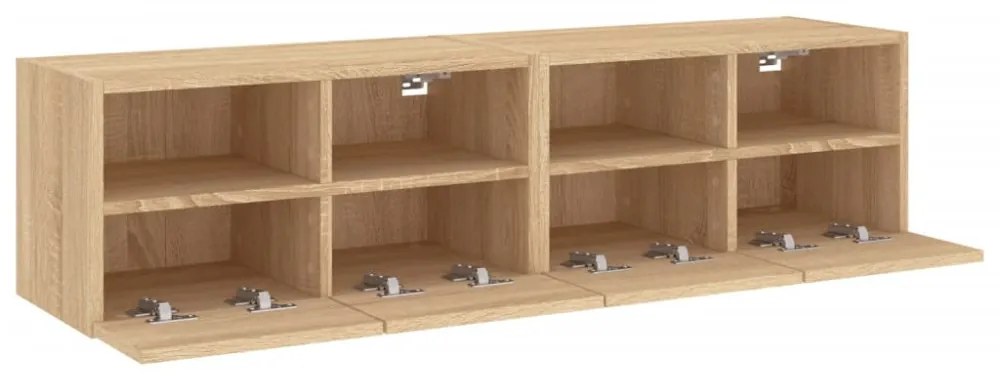 2 db sonoma tölgy színű szerelt fa fali TV-szekrény 60x30x30 cm