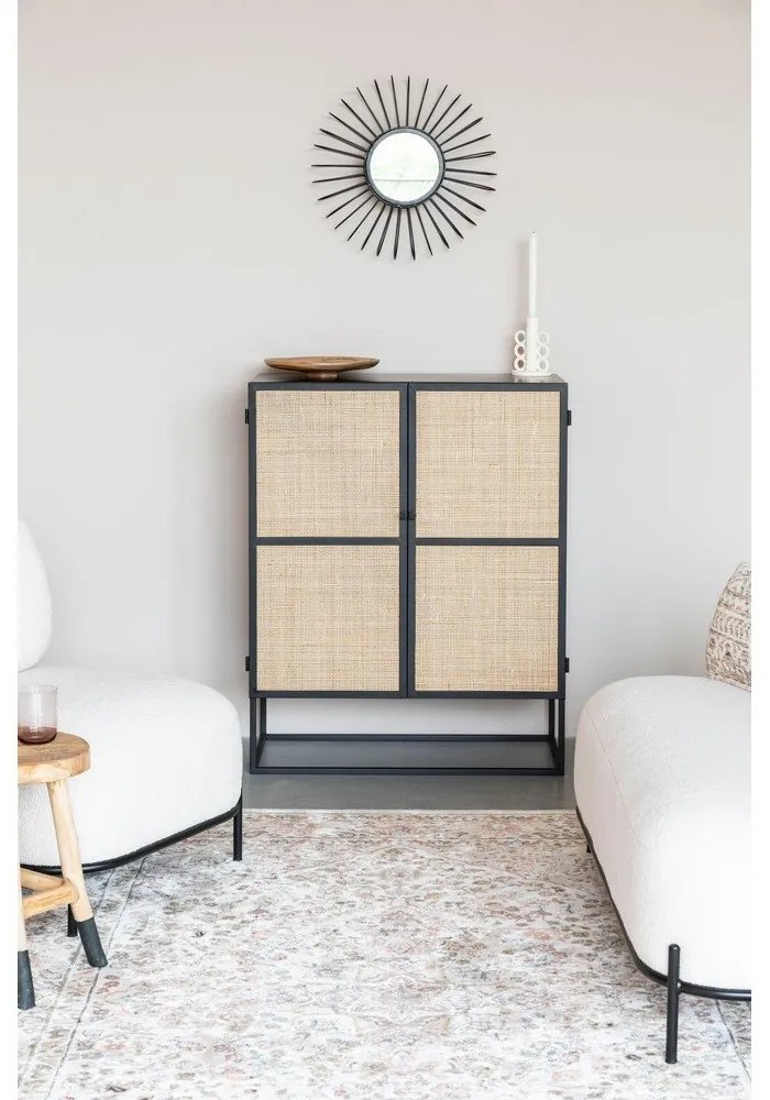 Fekete rattan magas komód 80x100 cm Guuji - White Label
