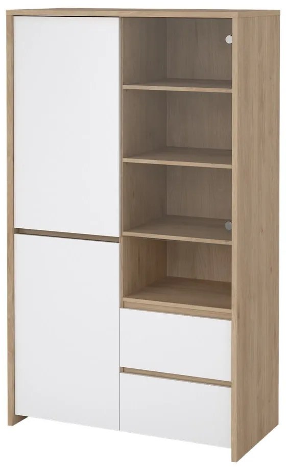 Fehér-natúr színű tálalószekrény tölgyfa dekorral 100x170x48 cm Next – Tvilum