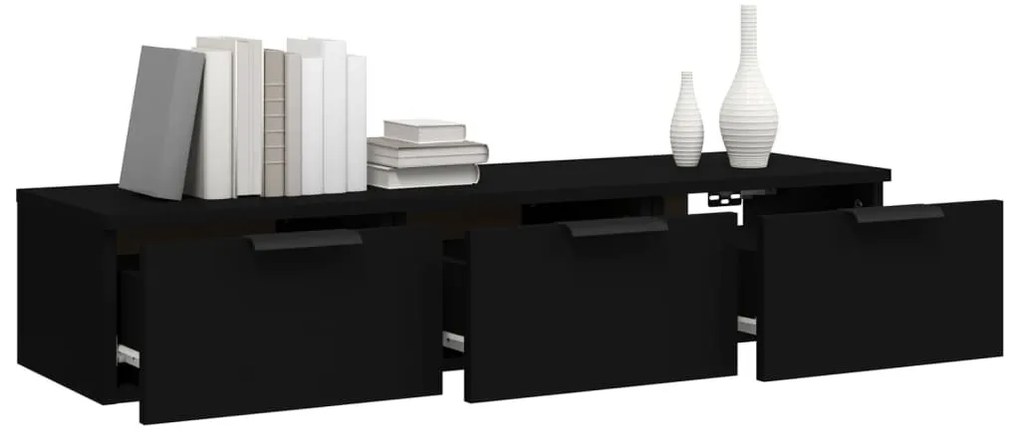 fekete szerelt fa faliszekrény 102 x 30 x 20 cm