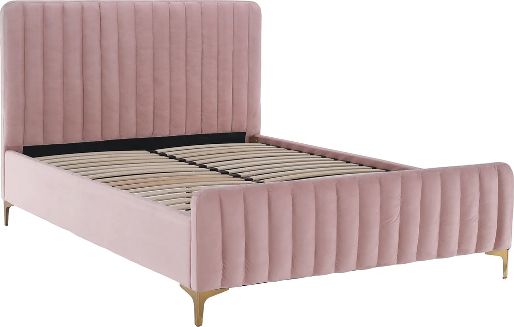 Ágy, rózsaszín/gold arany króm, 180x200, KAISA