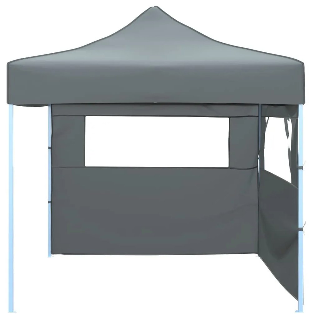 Antracitszürke összecsukható rendezvénysátor 2 oldalfallal 3x3m