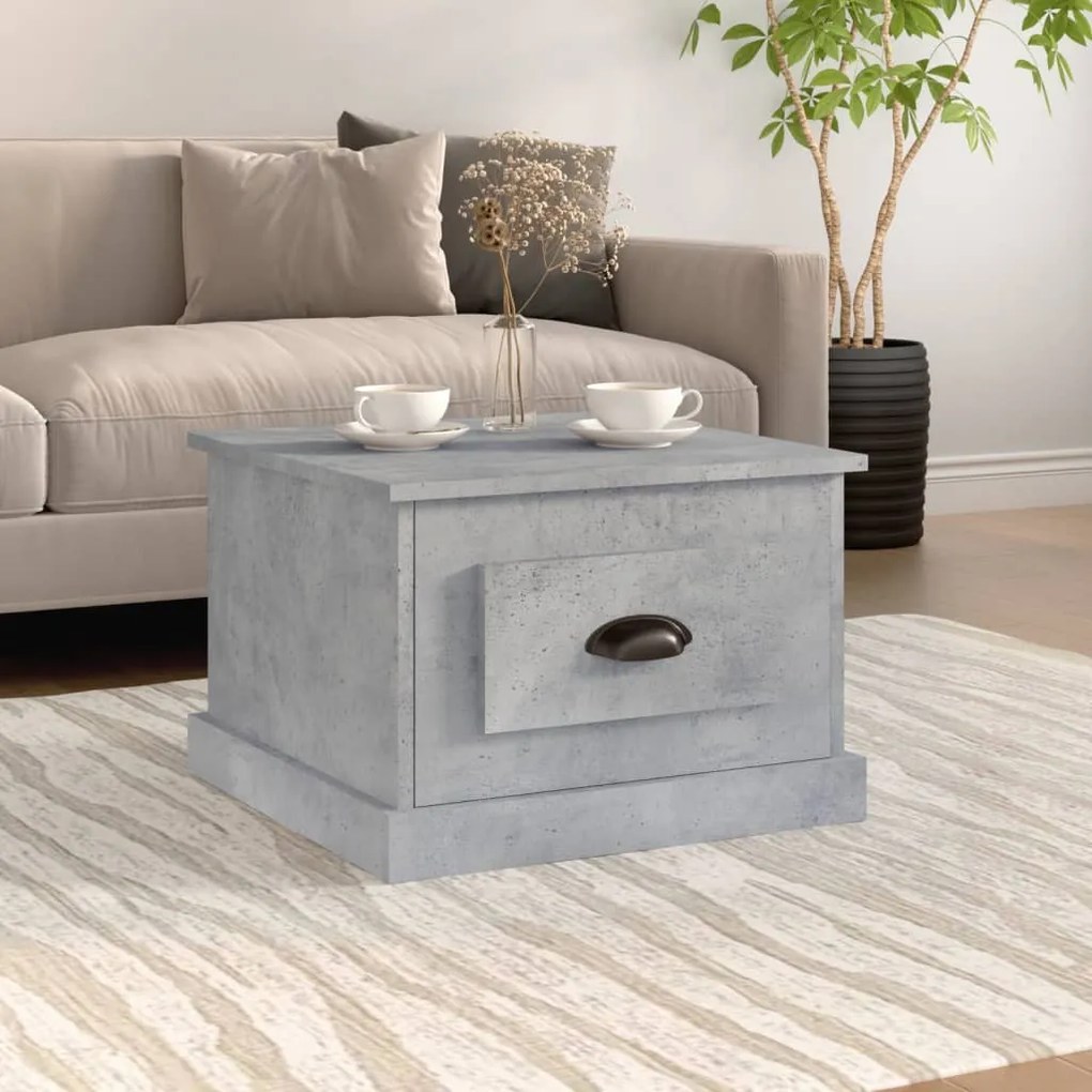 Betonszürke szerelt fa dohányzóasztal 50 x 50 x 35 cm