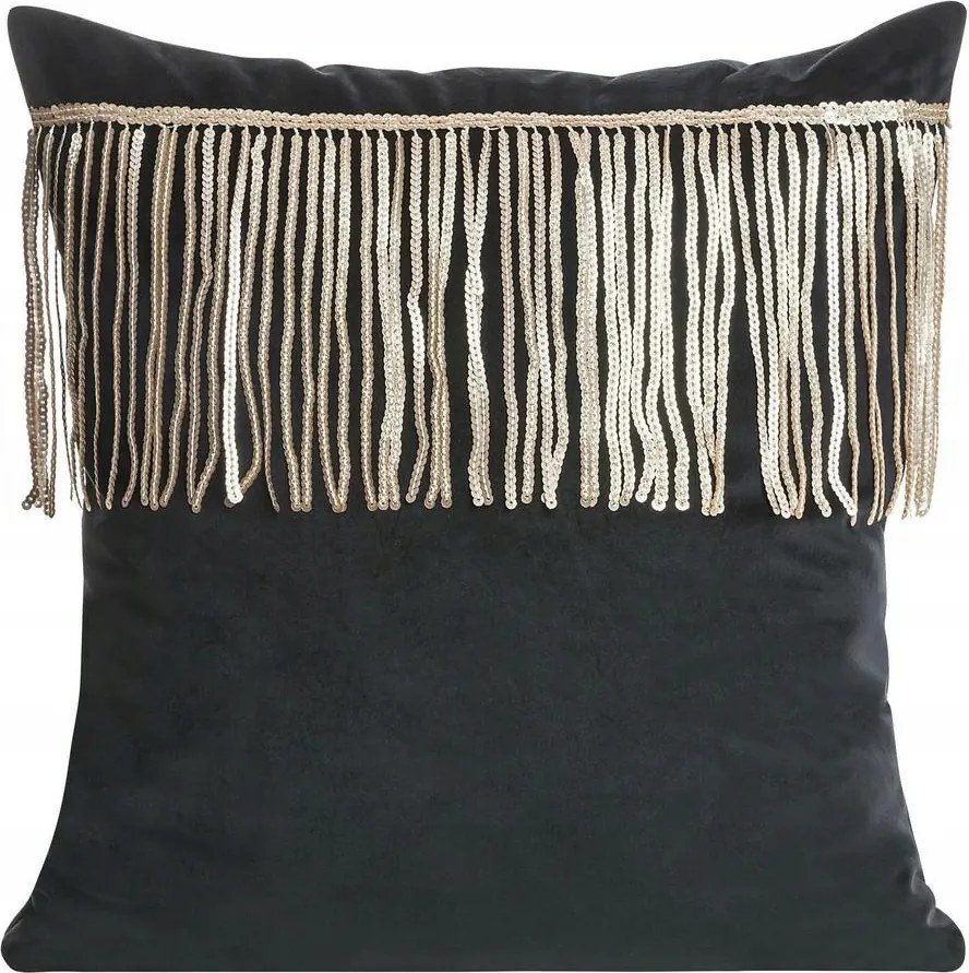 Párnahuzat 45x45 Jasper fekete bársony díszített