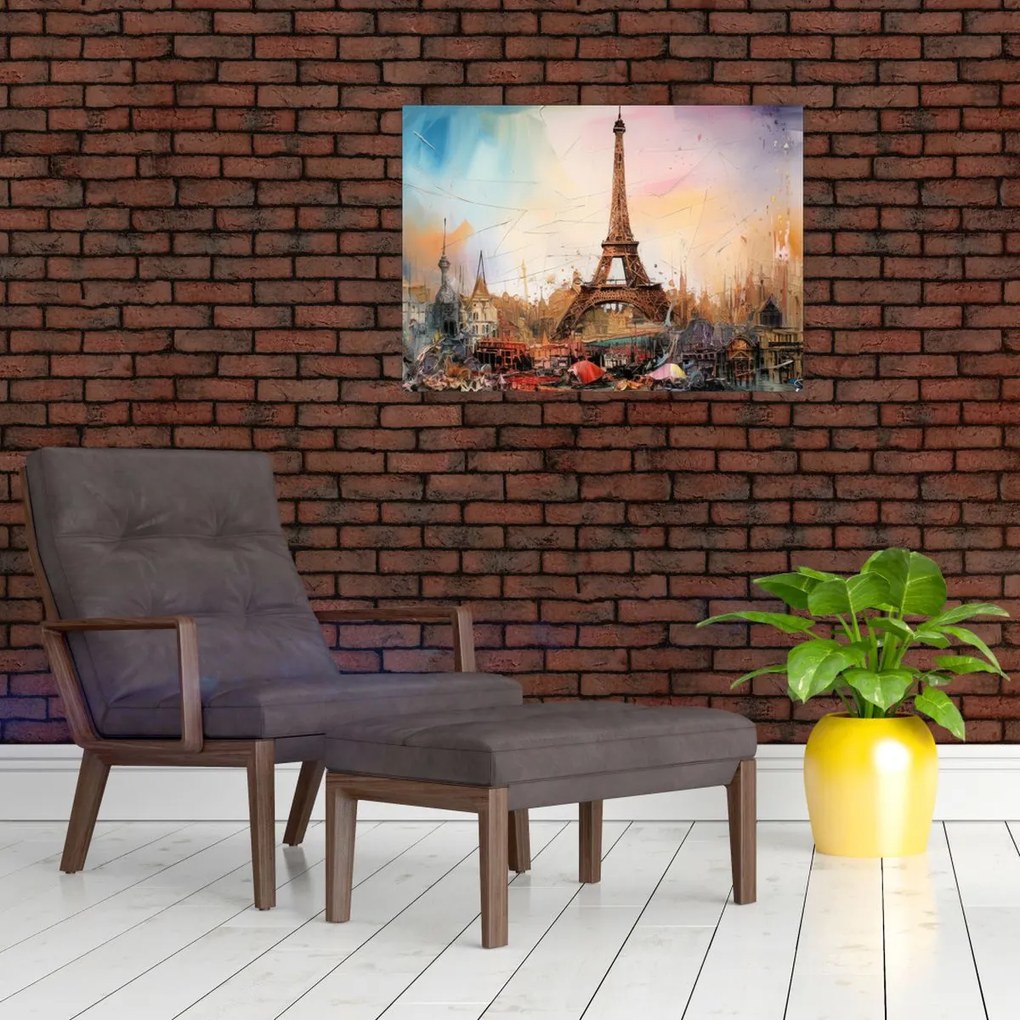 Üveg kép - Az Eiffel-torony festménye (70x50 cm)