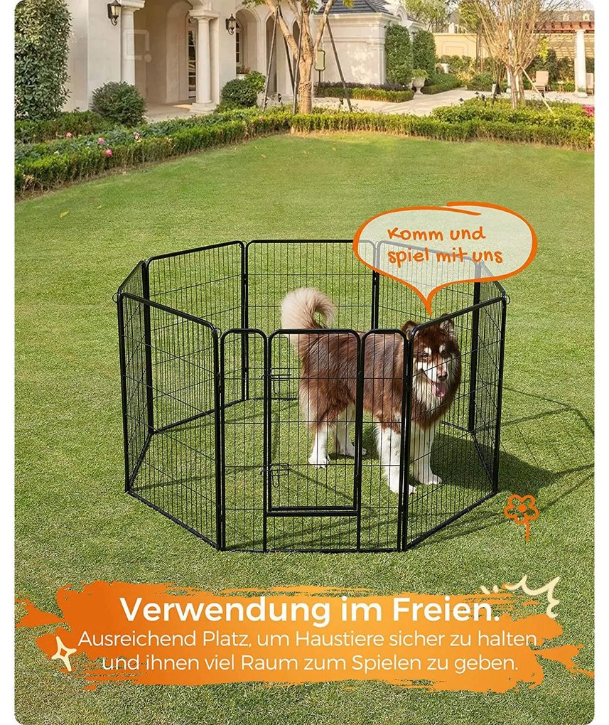 Kutya kennel, kutyaketrec, 8 paneles kisállat járóka 100 cm magas | FEANDREA